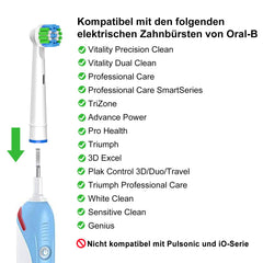 16 pieces brush heads compatible with Oral B brush heads, professional brush heads suitable for Oral B electric toothbrushes, 8 white and 8 black.