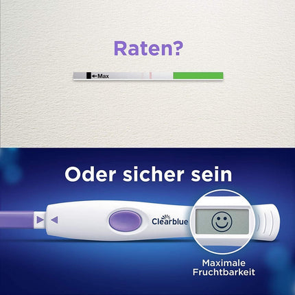 Clearblue Fertility Ovulation Test Kit, 10 Tests + 1 Digital Test Holder, Advanced Digital Female Fertility/Ovulation Test (Tests 2 Hormones), Get Pregnant Faster