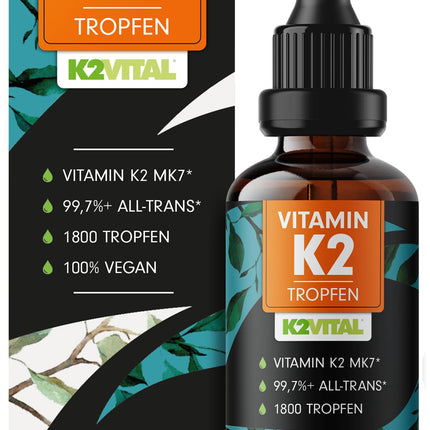 Vitamin K2 Drops High Dose 1800x (50ml) - 200 µg Vitamin K2 MK7, K2VITAL® Premium Vit. K2 High Dose from Kappa with 99.7+% all-trans content - laboratory-tested with certificate, 100% vegan