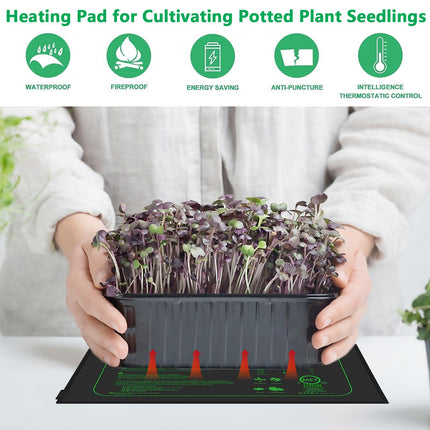 Aisny Seedling Heating Mat, 50W Indoor Greenhouse Heating Mat Thermostat Controller 68°F-86°F Reptiles Pets Heat Plate Amphibians Temperature Heating Pad Plant Mat Warmer, 25 x 52 cm