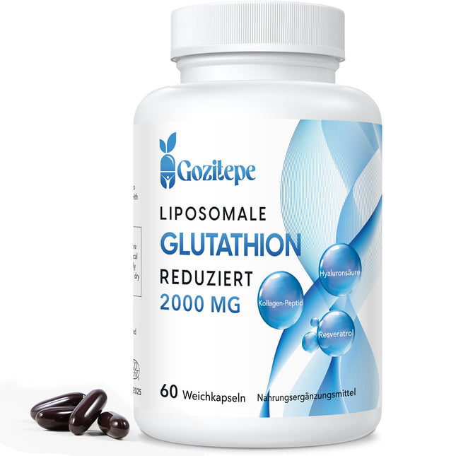 Liposomal Glutathione Reduced 2000mg per Serving | Glutathione Supplement with Hyaluronic Acid + Collagen Peptide + Resveratrol | 10x Better Absorption (60 Caplets (1-pack))