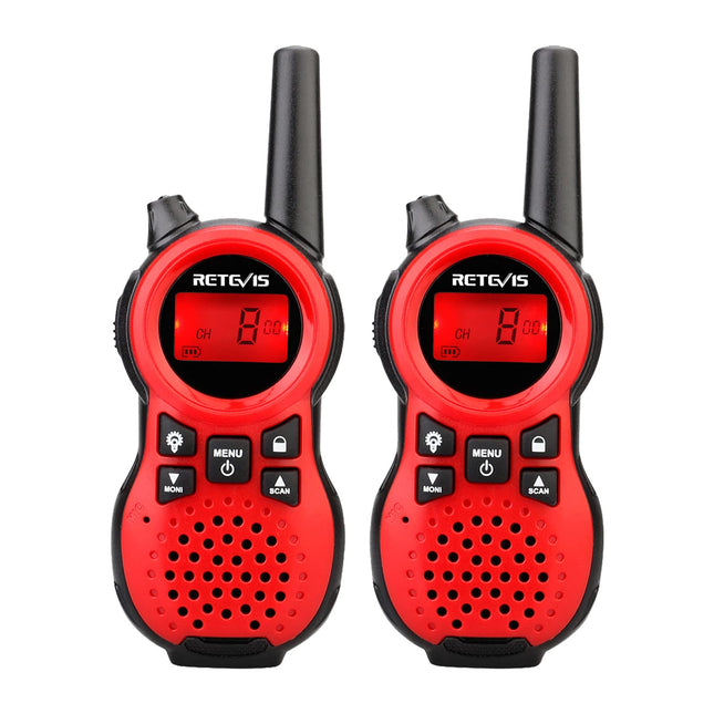 Retevis RT638 Walkie Talkie for Kids Ages 3-12, 16 Channels Flashlight VOX, Birthday Gift Toy for Children's Games, Hiking, Garden, Outdoors (Red, 1 Pair)