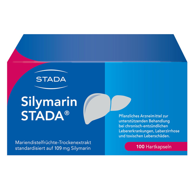 Silymarin STADA 109 mg hard capsules, herbal medicinal product for the supportive treatment of chronic inflammatory liver diseases, liver cirrhosis and toxic liver damage, 100 pcs.