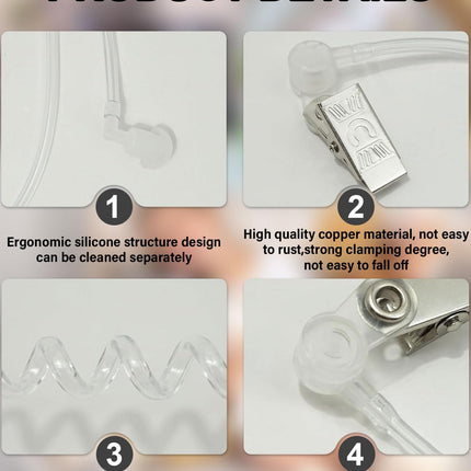BARRU 2Pcs Earpiece Sound Tube, Replacement Sound Tube, Sound Tube Radio, Transparent Replacement Tube for Walkie Talkie Radios with Holding Clip, Headphone Two-Way Radio Replacement Tube
