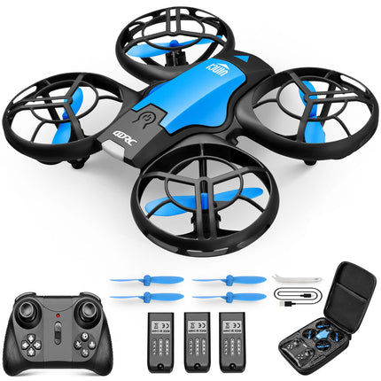 4DRC V8 Mini Drone for Kids, RC Quadcopter Mini Drone with 3 Batteries, 27 Min. Long Flight Time, Hand Sensor, Automatic Altitude Hold, 360° Rolling, Headless Mode, One-Key Start for Beginners, Blue