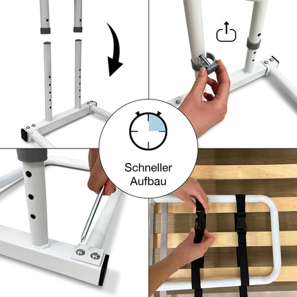 ELONEO Bed Riser Aid Bed Handle - For more independence and comfort, height-adjustable grab bar for seniors, white
