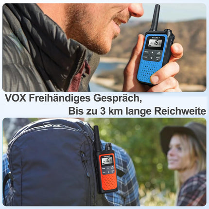 Walkie Talkie Kids Adults Toy, Set of 2 NXGKET Long Range 5km Walkie Talkie, Rechargeable with 1800 mAh Battery, 16 Channels Radio with LED Flashlight for Outdoors, Camping, Hiking