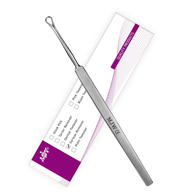 MJW Professional Earwax Remover made of stainless steel ear loop for removing ear irrigation, reusable ear cleaner tool for adults and children, hygienic removal of earwax