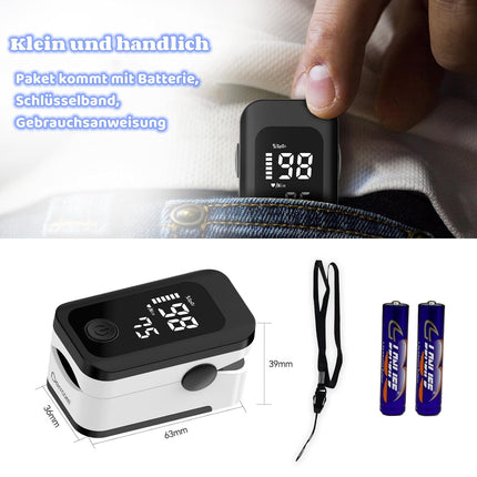 Berrcom Pulse Oximeter Blood Oxygen Saturation Monitor Finger High Accuracy Sats Monitor for Children, Adults with Batteries and Lanyard