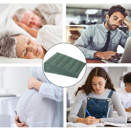 ZHYUAN Inflatable Triangle Pillow, Flocked Inflatable Pillow, Wedge Pillow, Inflatable Pillow, Reflux Pillow against Snoring, Comfortable Sleep, Travel, Pain Relief (Deep Green)
