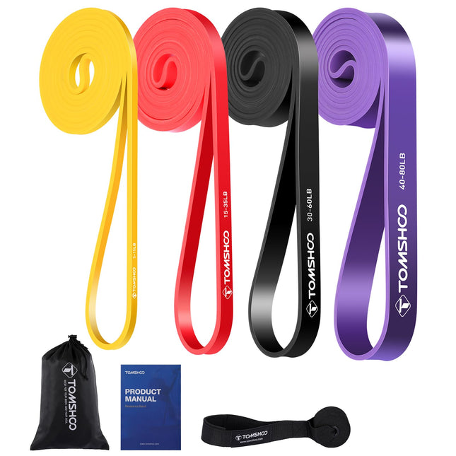 TOMSHOO Resistance Bands Set, Resistance Bands Fitness Bands Pull-Up Band Training Band with Door Anchor, Storage Bag, Multiple Resistance Levels, for Strength Training, Stretching