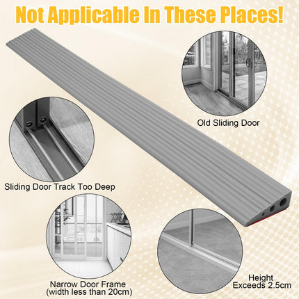 Threshold ramp, 100x6.5x2.5CM door threshold ramps, PVC wheelchair ramp, non-slip surface, rubber ramp, access ramp, threshold ramp for wheelchairs, strollers, walkers or e-scooters (gray, 2.5)