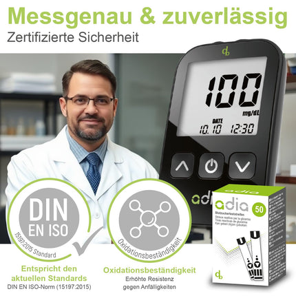 adia blood glucose test strips, 150 strips, the simple blood glucose measurement for blood glucose control in diabetes