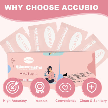Pregnancy test strips, hCG pregnancy test for home use for early detection, over 99% accurate, 20 pieces individually wrapped with urine cups, pregnancy tests 5mm wide, 10mIU/mL
