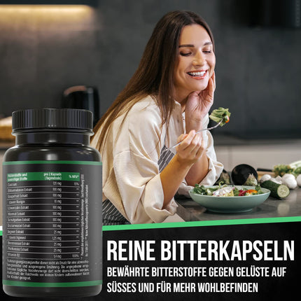 BRNR BITTER BRNR Bitter Formula and Metabolism Complex with Vitamin B2, Digestive Enzymes with Calcium, Alternative to Bitter Drops, 120 Capsules