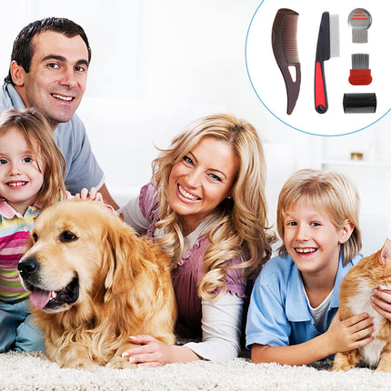 Lice comb, 5 pieces flea comb, dandruff comb, nit comb, flea tear stain remover comb, dog comb, cat comb, scab comb, dandruff lice comb, for baby, children, adults and pets