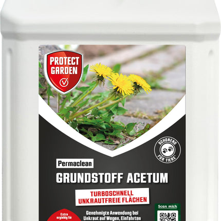 PROTECT GARDEN Permaclean base Acetum, turbo-fast weed removal on paths, squares and patios, 5 litre canister