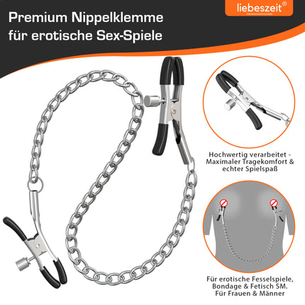 LIEBESZEIT© Nipple Clamps Nipples - NEW 2025 - Adjustable Nipple Clamps Nipple Clamps SM Fetish Sex Toys for Women Men Couples BDSM Toys Sex Toys Bondage Sex Toy Set Nipple Chain