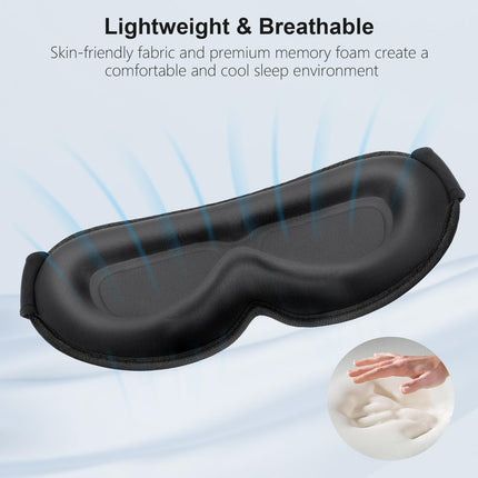 Gritin 3D Sleep Mask for Side Sleepers, Upgraded Breathable Sleeping Mask with Adjustable Elastic Strap, Light Blocking, Comfortable &amp; Ergonomic Eye Mask for Men and Women, 2 Pairs of Earplugs