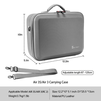 SKYREAT Air 3S/Air 3 Bag, Portable Carrying Case PU Leather Travel Bag for DJI Air 3S/Air 3 Fly More Combo Drones with DJ RC 2 Controller and Other Accessories