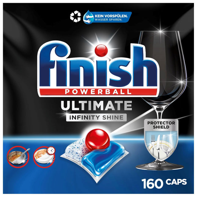 Finish Ultimate Infinity Shine Dishwasher Tablets – Dishwasher tablets for ultimate cleaning, grease-cutting power, and shine with protective shield – Gigapack with 2 x 80 tablets