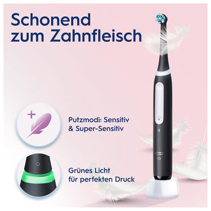 Oral-B iO Series 4 Plus Edition Electric Toothbrush, PLUS 3 Brush Heads, 4 Brushing Modes, Travel Case, Designed by Braun, Matte Black