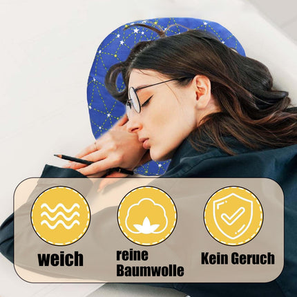 Ear Protection Side Sleeping Pillow, Relieve Pillow with Hole for Ear Against Earache, Ear Piercing Pillow, Suitable for Sleeping Behind Ear Piercings, Bedrooms and Sleep Aids, Blue Star