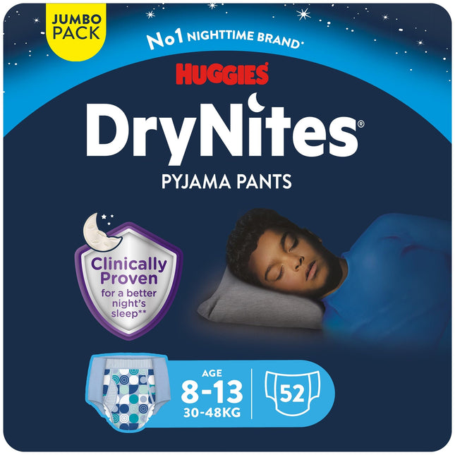 Huggies Dry Nites Pyjama Pants, 8-13 years (30-48 kg), 4 x 13 pieces
