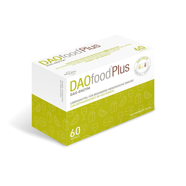 DR Healthcare Plus - Food Supplement DAO Deficiency/Histamine Intolerance - 60 Efficient, Easily Digestible Enteric-Coated Capsules - Digestive Enzymes - DAO Enzyme, Quercetin and Vitamin C.
