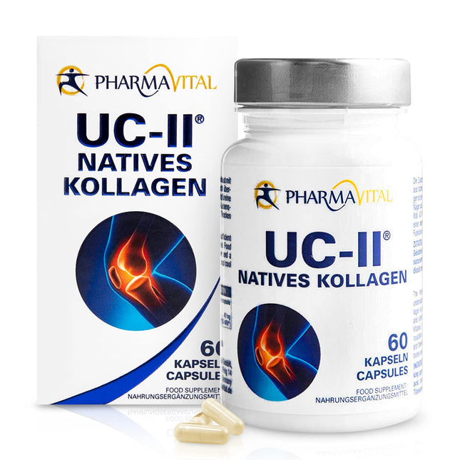 Pharmavital UC-II Native Collagen, 60 Capsules, High-Dose Collagen Capsules from Germany, Collagen-Vitamin C Combination Supplement