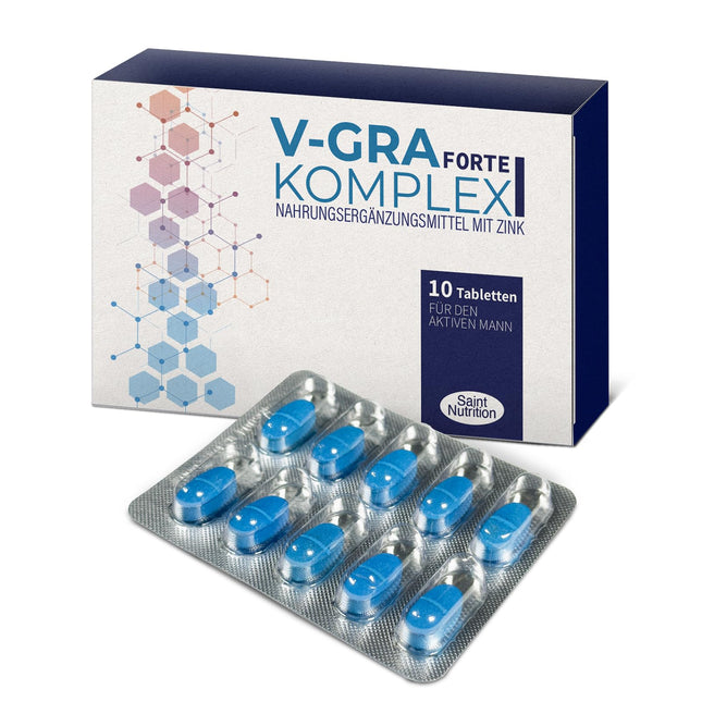 NEW: Saint Nutrition® V-GRA Forte Complex for men – extra strong with maca, L-arginine and zinc – with immediately available premium formula for men