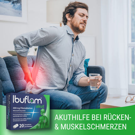 Ibuflam® acute 400 mg film-coated tablets - Fast pain relief and fever reduction with ibuprofen - 20 tablets