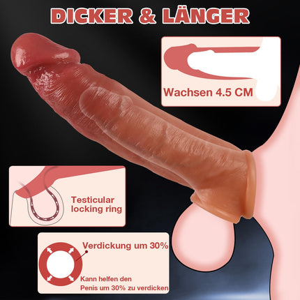 Warmfeel Penis Sleeve Realistic Penis Cuffs Sex Toy, 22cm Silicone Dildo Penis Sleeve Sex Toy for Men and Couples, Penis Extension Penis Enlargement Time Extension Sex Toys