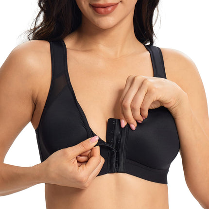 Lemorosy Women's Front Closure Plus Size Full Cup Back Support Bra (Black, 80B)