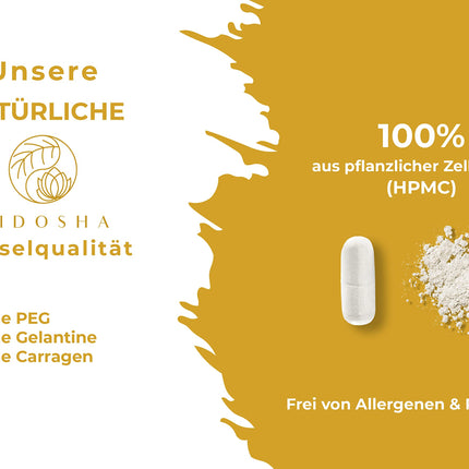 QIDOSHA® Papain Bromelain in enteric-coated capsules, 320 mg per capsule, 90 capsules in a pharmacist glass, highest enzyme activity of 6194 USP (Papain), Papain enzyme from papaya, Bromelain from pineapple