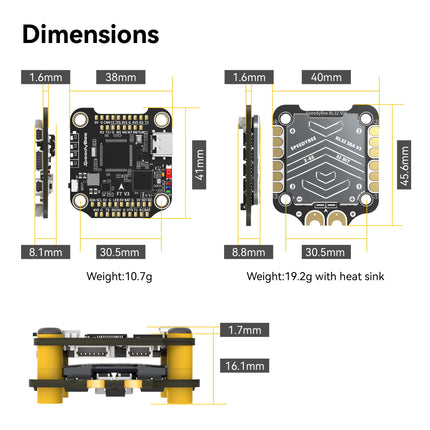 V3 F7 Flight Controller Stack 30x30 Drone FC Stack with 4in1 50A ESC BL32 Wireless Betaflight Configuration, Black Box, Solderless Connectors, WiFi, Bluetooth for 3-6S 4" 5" FPV Drone Cinelifter
