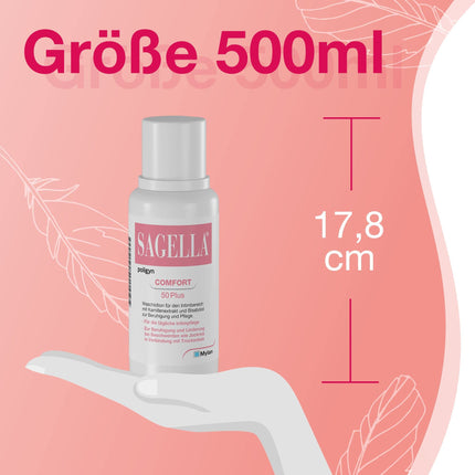 SAGELLA poligyn - Comfort 50 Plus: Intimate wash lotion with chamomile extract and bisabolol, intimate care from menopause, 500 ml