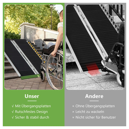 COSTWAY Wheelchair Ramp 91 cm, Folding Ramp Portable &amp; Anti-Slip Load Capacity up to 272 KG, Aluminum Access Ramp, Threshold Ramp for Wheelchair Stairs Doors (91 x 74 cm)