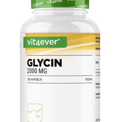 Glycine - 365 Capsules - Highly dosed with 2000 mg L-Glycine per daily serving - Particularly high purity - no additives - Vegan