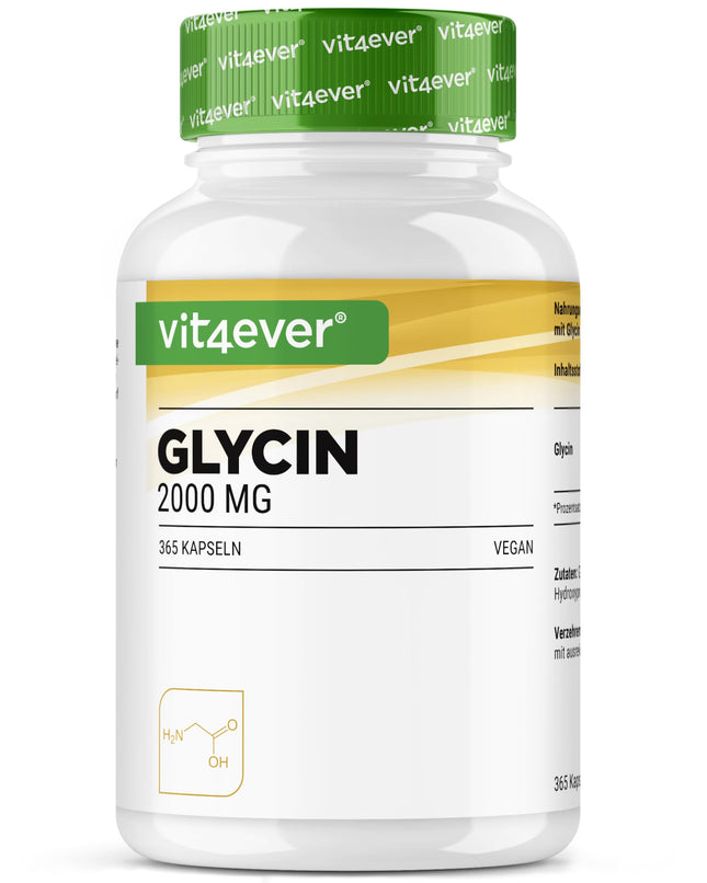 Glycine - 365 Capsules - Highly dosed with 2000 mg L-Glycine per daily serving - Particularly high purity - no additives - Vegan