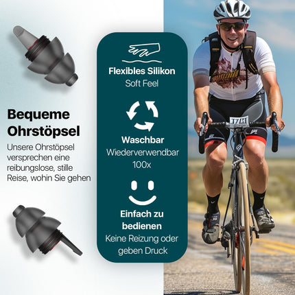 Naiicute Motorcycle Earplugs 2 Pairs, Prevent Hearing Damage Earplugs for Motorcyclists, Bicycles, Racing, Touring -Traffic Still Audible- Reusable Silicone Plugs, Comfortable Small Earplugs