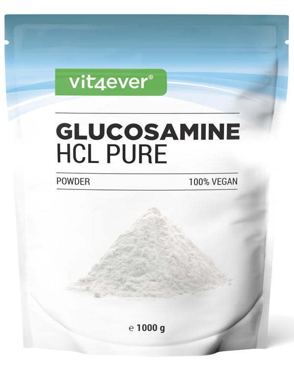 Glucosamine HCL Pure - 1000 g (1 kg) pure powder without additives - From plant fermentation - Laboratory tested - Vegan - High dosage - Premium quality