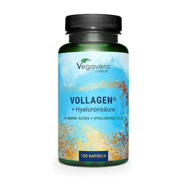 Vegan collagen capsules with high dosage | Unique: Branded raw material Vollagen® | Vegan with hyaluronic acid | Laboratory-tested | Vegan - no additives | German production by Vegavero®