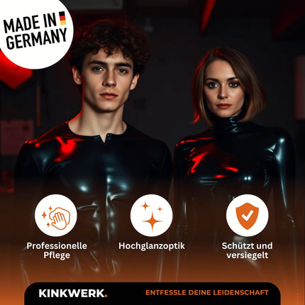 KINKWERK Ultra Shine 250ml | Shining Spray High-Gloss Latex Care &amp; Dressing Aid | Oil for Latex | Odorless Rubber Care with Pure Silicone Oil | Latex, Rubber Care for an Intensive Shine Effect