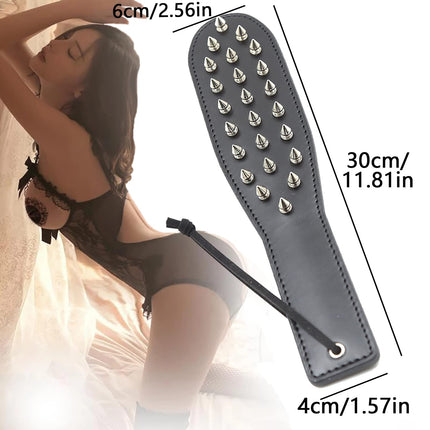 SUPKTHDY SM Spanking Padde, Extreme Studded Whip, BDSM Bondage Leather Erotic Spanking Flogger Whip Adult Erotic Sex Toy Couple Fetish Cosplay Erotic Slapper