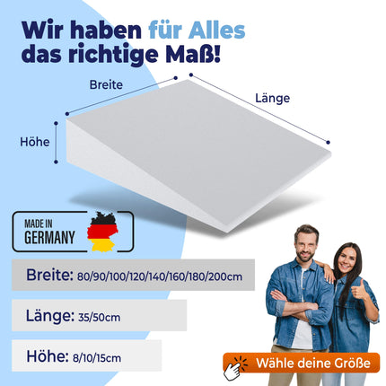 saarschaum • Wedge pillow • Reflux pillow • Mattress wedge for bed and sofa • Sleep elevation against back and neck pain W: 90 x L: 50 x H: 15 (white)