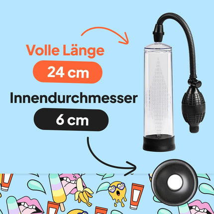 Baseks Classic Penis Pump 24 cm - Manual Vacuum Pump for Men - Simple Penis Pump with Clear Cylinder - Functional Penis Pump for Beginners - Penis Pump Without Battery - Hand Cock Pump