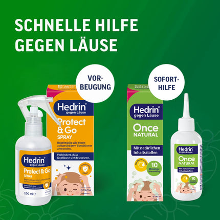 HEDRIN Once Natural + HEDRIN Protect &amp; Go Spray – Fast relief against lice – Value pack: effective prevention and acute relief with natural ingredients