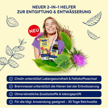 Zirkulin Liver Elixir (6 x 120 ml) – Support for liver health &amp; cleansing – with choline, milk thistle, grape seed and nettle extract – antioxidant &amp; diuretic – for daily use