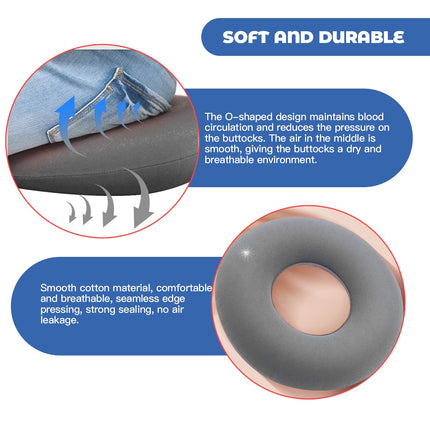 Seat Cushion Orthopedic Ring Cushion Inflatable Hemorrhoid Treatment Bed Sores Pregnancy Coccyx Pain - Gray